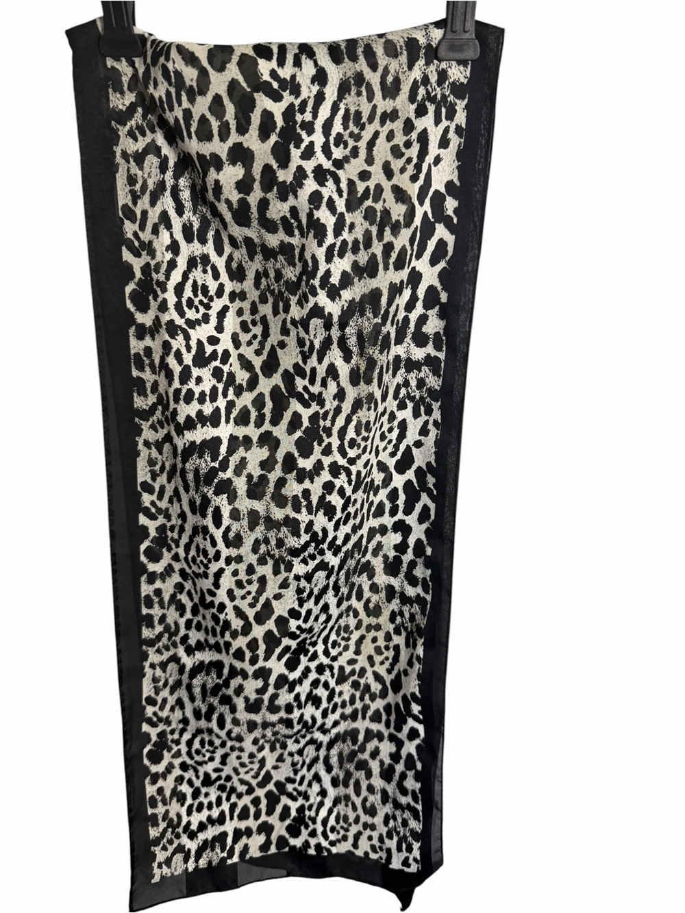 Women’s Black & White Leopard Print Scarf Panel